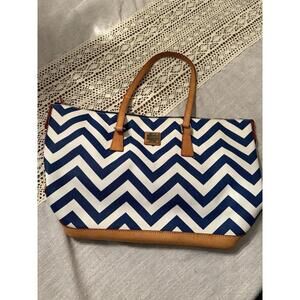 Dooney & Bourke Chevron Large Tote Bag Blue And White